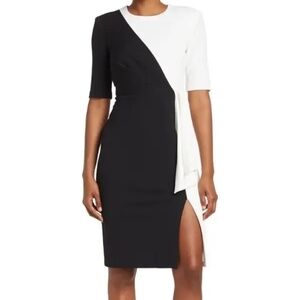 Calvin Klein Colorblocked Sheath Dress- Navy & White